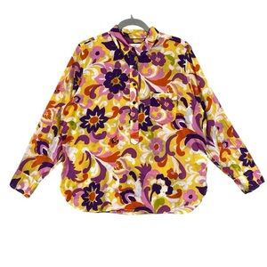 J.Crew Collection Classic-fit Popover Ratti Curly Floral Blouse Size 16